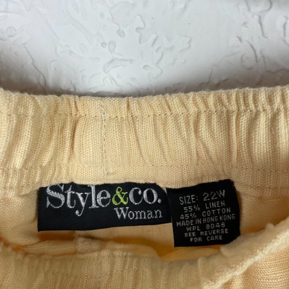 STYLE & CO Womens Plus 22W Yellow Linen Drawstring Pants with Pockets - Picture 4 of 11